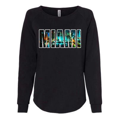 Miami Beach Urban Skyline City By Night Florida Usa Us Womens California Wash Sweatshirt