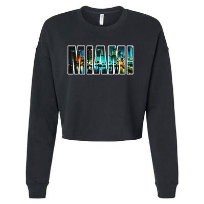 Miami Beach Urban Skyline City By Night Florida Usa Us Cropped Pullover Crew