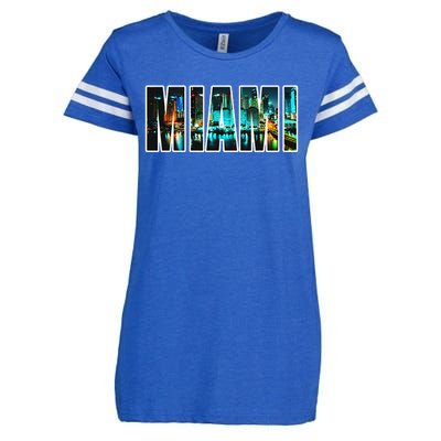 Miami Beach Urban Skyline City By Night Florida Usa Us Enza Ladies Jersey Football T-Shirt