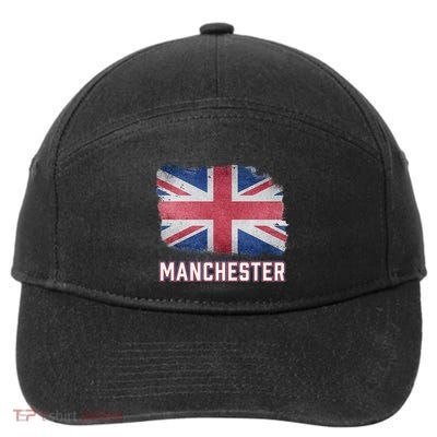 Manchester British United Kingdom Flag Vintage Uk Souvenir 7-Panel Snapback Hat