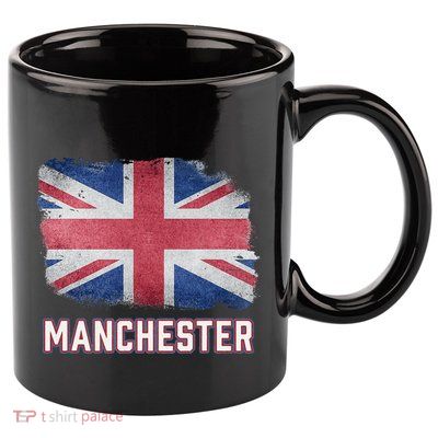 Manchester British United Kingdom Flag Vintage Uk Souvenir 11oz C Handle Ceramic Mug