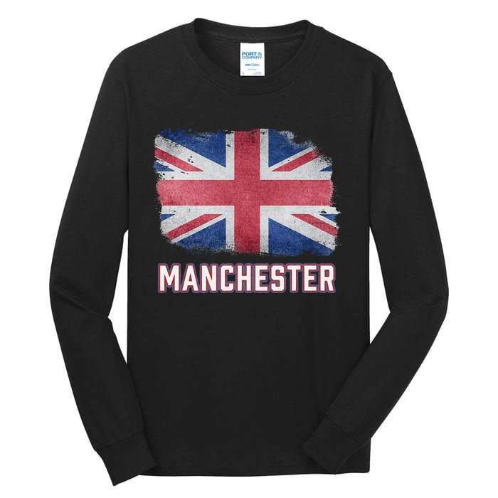 Manchester British United Kingdom Flag Vintage Uk Souvenir Tall Long Sleeve T-Shirt