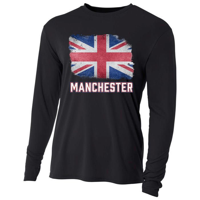 Manchester British United Kingdom Flag Vintage Uk Souvenir Cooling Performance Long Sleeve Crew