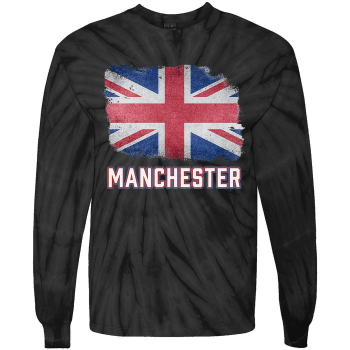 Manchester British United Kingdom Flag Vintage Uk Souvenir Tie-Dye Long Sleeve Shirt