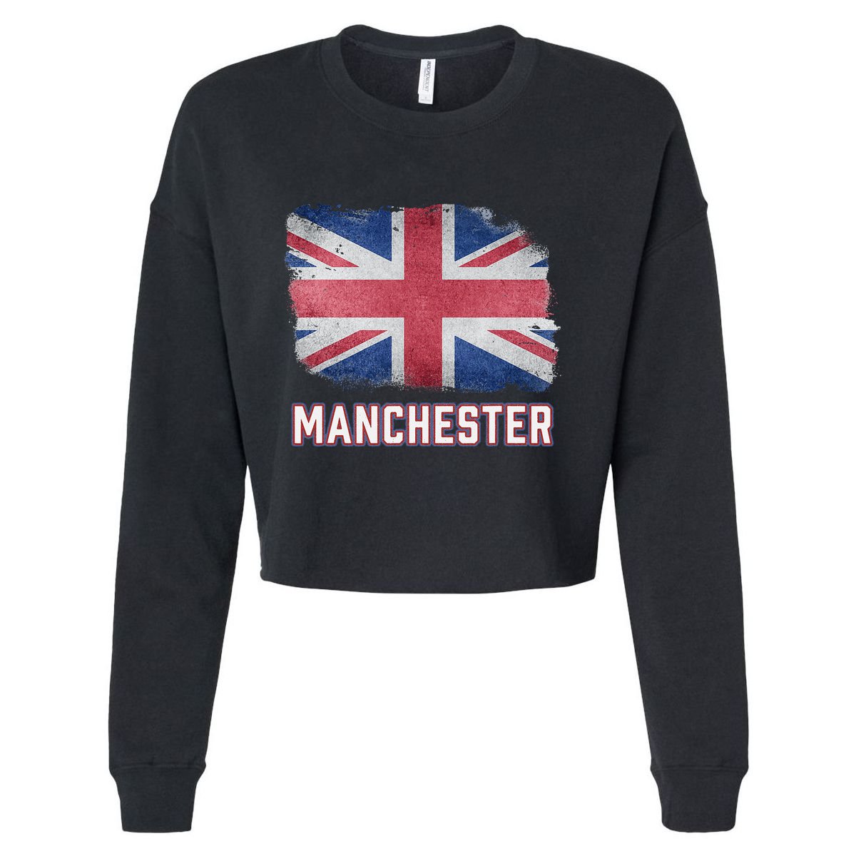 Manchester British United Kingdom Flag Vintage Uk Souvenir Cropped Pullover Crew