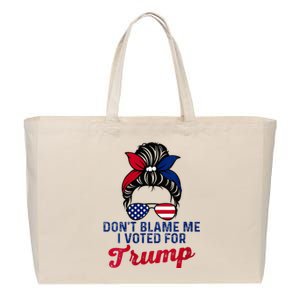 Messy Bun Usa Women Girl DonT Blame Me I Voted For Trump Cotton Canvas Jumbo Tote