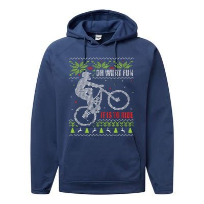 Mountain Bike Ugly Christmas Mountain Biking Performance Fleece Hoodie