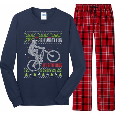 Mountain Bike Ugly Christmas Mountain Biking Long Sleeve Pajama Set