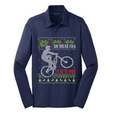 Mountain Bike Ugly Christmas Mountain Biking Silk Touch Performance Long Sleeve Polo