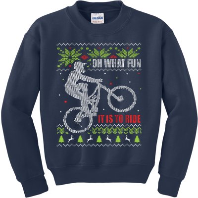 Mountain Bike Ugly Christmas Mountain Biking Kids Sweatshirt