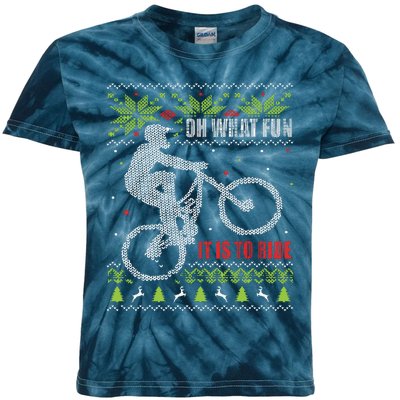 Mountain Bike Ugly Christmas Mountain Biking Kids Tie-Dye T-Shirt