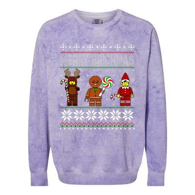 Merry Brickmas Ugly Christmas Block Brick Building  Colorblast Crewneck Sweatshirt