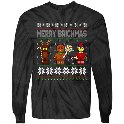 Merry Brickmas Ugly Christmas Block Brick Building  Tie-Dye Long Sleeve Shirt