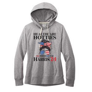 Messy Bun Usa Nurse Healthcare Hotties For Harris 24 Women's Fleece Hoodie