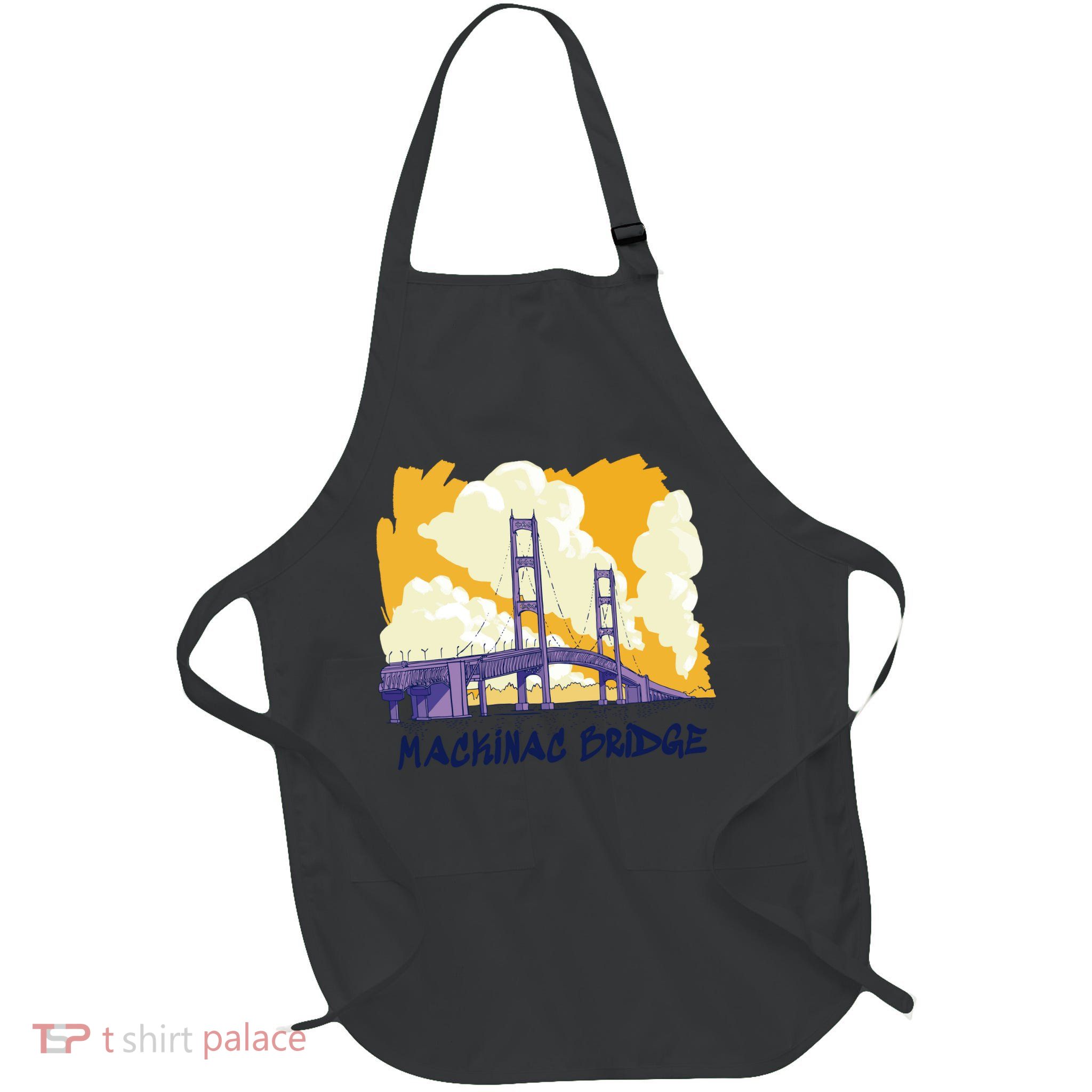 Mackinac Bridge US Travel Full-Length Apron With Pockets