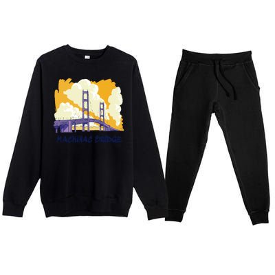 Mackinac Bridge US Travel Premium Crewneck Sweatsuit Set