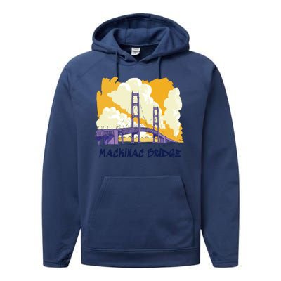 Mackinac Bridge US Travel Performance Fleece Hoodie