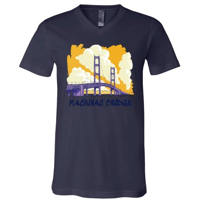 Mackinac Bridge US Travel V-Neck T-Shirt