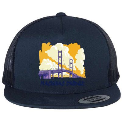 Mackinac Bridge US Travel Flat Bill Trucker Hat