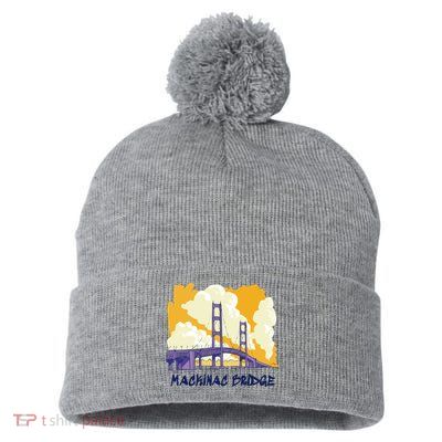 Mackinac Bridge US Travel Pom Pom 12in Knit Beanie