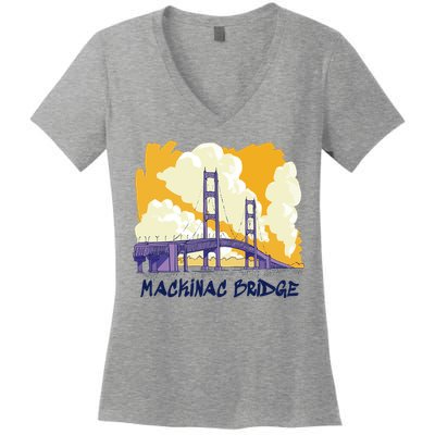 Mackinac Bridge US Travel Women's V-Neck T-Shirt