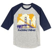 Mackinac Bridge US Travel Kids Colorblock Raglan Jersey