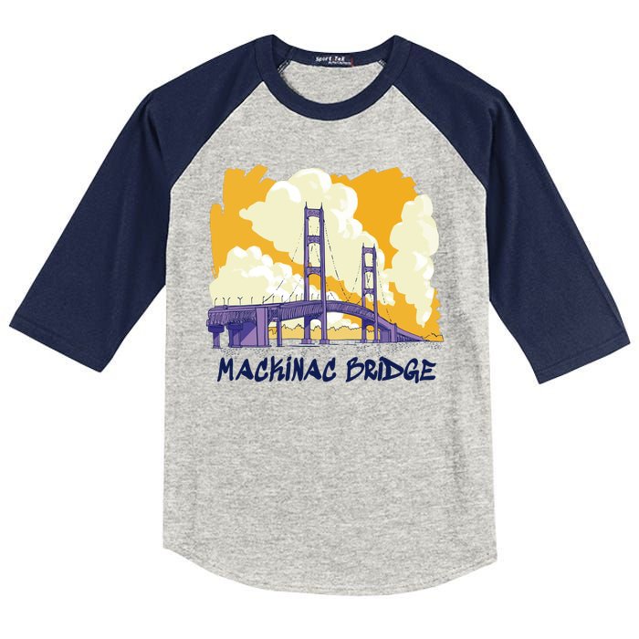 Mackinac Bridge US Travel Kids Colorblock Raglan Jersey