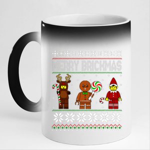 Merry Brickmas Ugly Christmas Block Brick Building  11oz Black Color Changing Mug