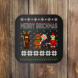 Merry Brickmas Ugly Christmas Block Brick Building  Coaster