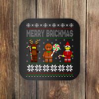 Merry Brickmas Ugly Christmas Block Brick Building  Coaster