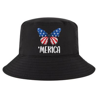 Merica Butterfly Usa Flag 4th Of July Us Gift Cool Comfort Performance Bucket Hat