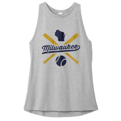 Milwaukee Baseball Vintage Wisconsin Pride Love City Ladies PosiCharge Tri-Blend Wicking Tank