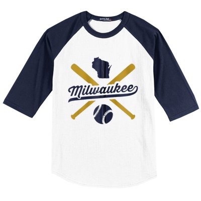 Milwaukee Baseball Vintage Wisconsin Pride Love City Baseball Sleeve Shirt