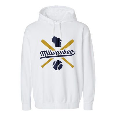 Milwaukee Baseball Vintage Wisconsin Pride Love City Garment-Dyed Fleece Hoodie