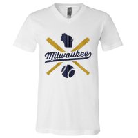 Milwaukee Baseball Vintage Wisconsin Pride Love City V-Neck T-Shirt