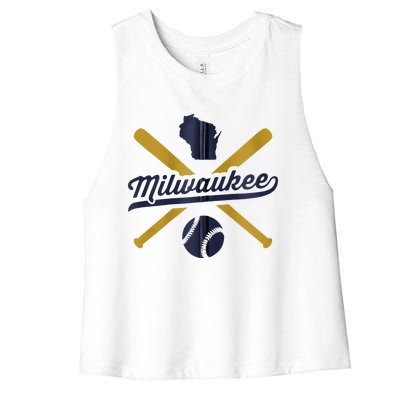 Milwaukee Baseball Vintage Wisconsin Pride Love City Women's Racerback Cropped Tank