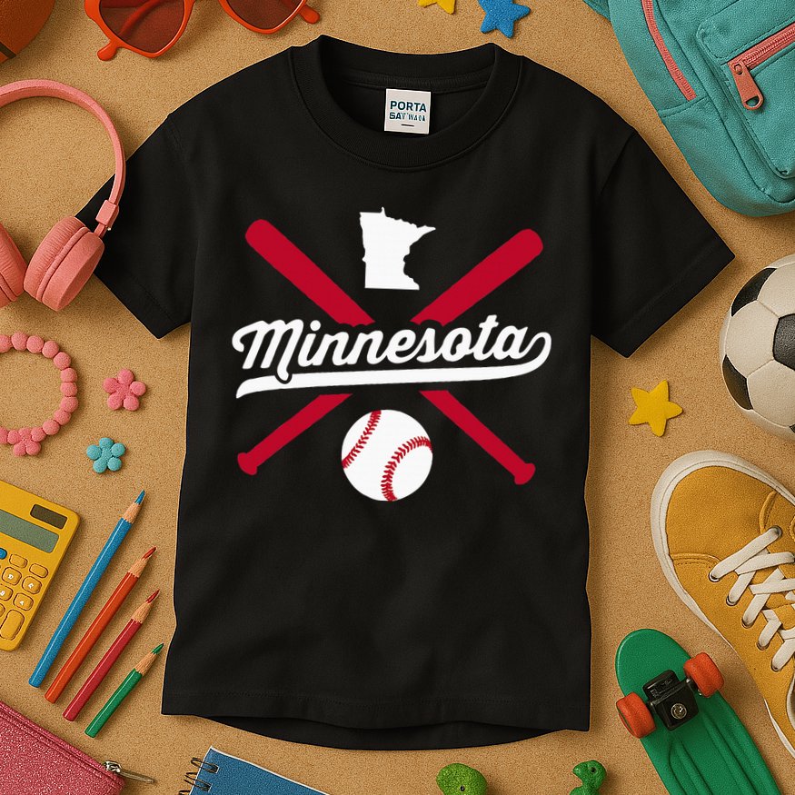 Minnesota Baseball Vintage State Pride Love City Kids T-Shirt