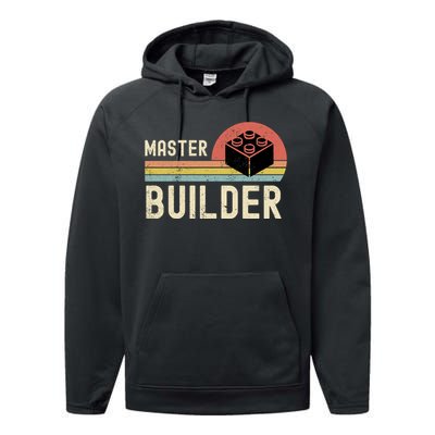 Master Builder Vintage Style Gift Performance Fleece Hoodie