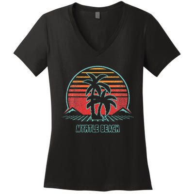 Myrtle Beach Vintage 80s Style Women's V-Neck T-Shirt