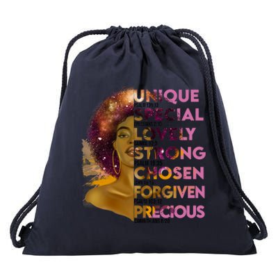 Motivational Bible Verses For African American Women Drawstring Bag