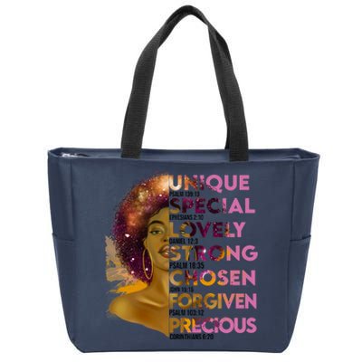 Motivational Bible Verses For African American Women Zip Tote Bag