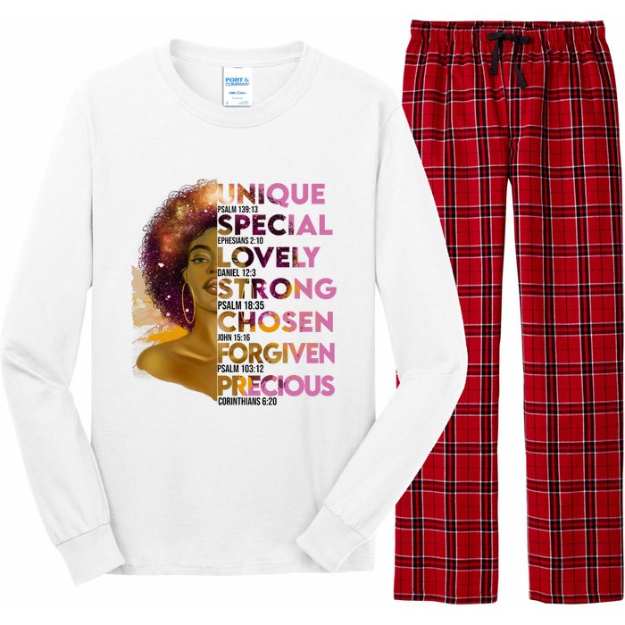 Motivational Bible Verses For African American Women Long Sleeve Pajama Set