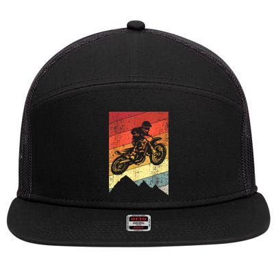 Motocross Bike Vintage Dirtbike Gift Racing Retro Dirt Bike 7 Panel Mesh Trucker Snapback Hat