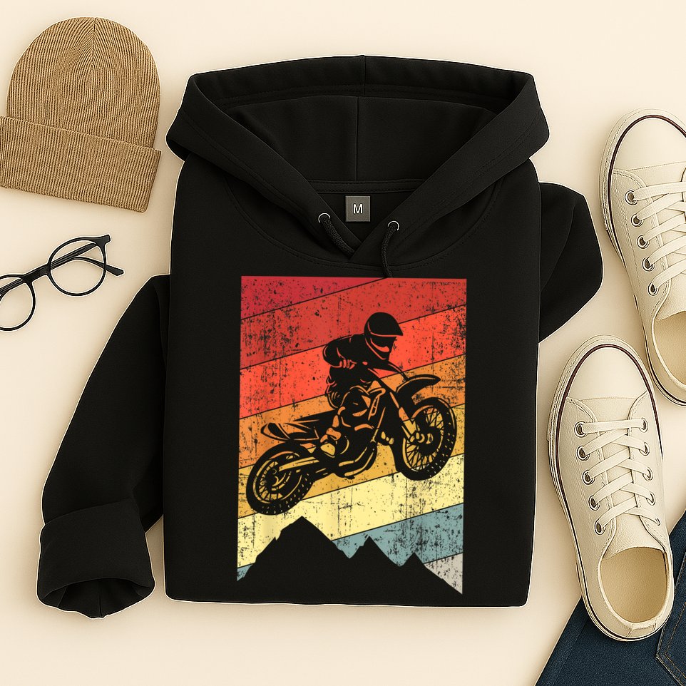 Motocross Bike Vintage Dirtbike Gift Racing Retro Dirt Bike Hoodie