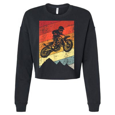 Motocross Bike Vintage Dirtbike Gift Racing Retro Dirt Bike Cropped Pullover Crew