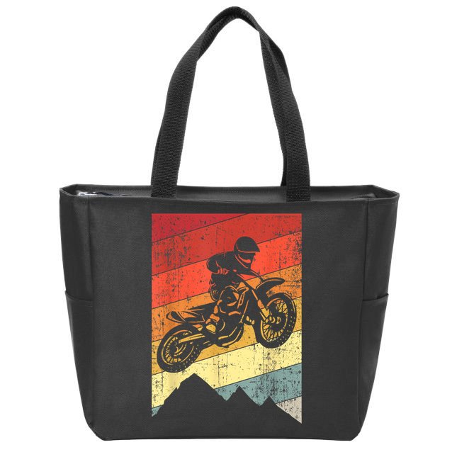 Motocross Bike Vintage Dirtbike Gift Racing Retro Dirt Bike Zip Tote Bag