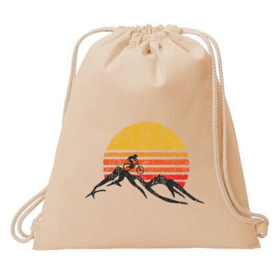 Mountain Bike Vintage Sunset Design Graphic Drawstring Bag