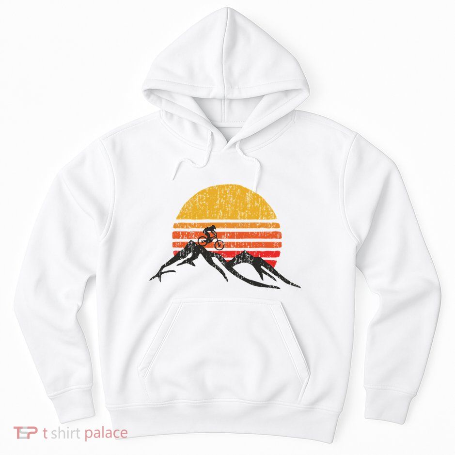 Mountain Bike Vintage Sunset Design Graphic Hoodie