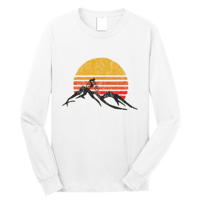 Mountain Bike Vintage Sunset Design Graphic Long Sleeve Shirt