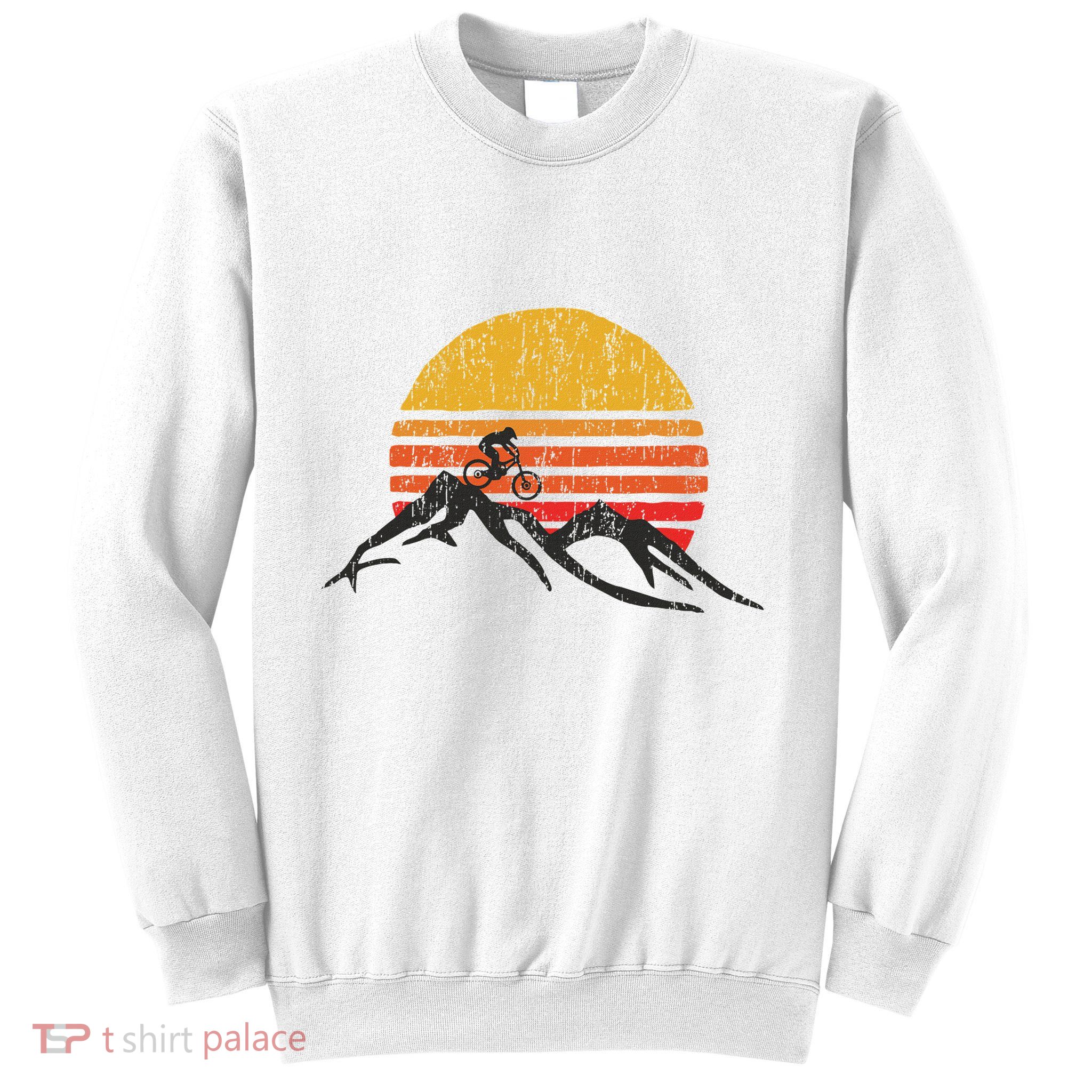 Mountain Bike Vintage Sunset Design Graphic Sweatshirt